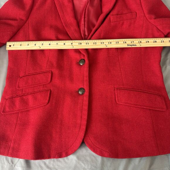 Talbots Red wool  Blend blazer 2 Button Classic Holiday Christmas Size 16 Preppy - Picture 7 of 9